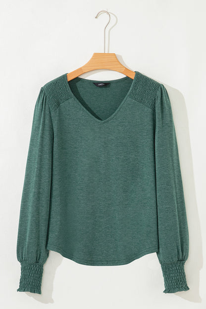v neck long sleeve top
