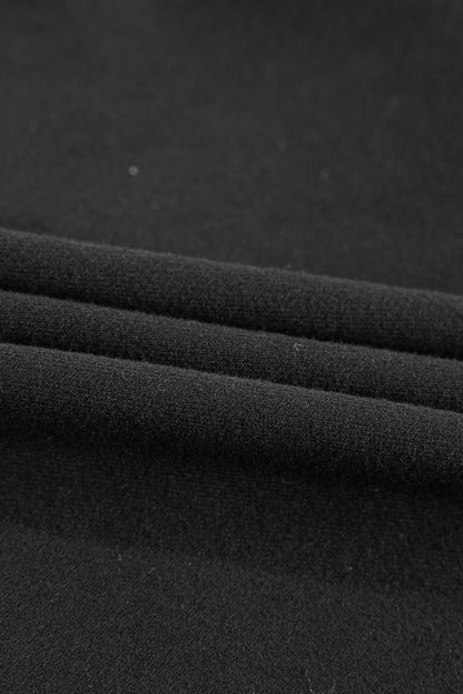 Black Fleece Lined Zip Up Stand Collar Thumbhole Sleeve Sweatshirt