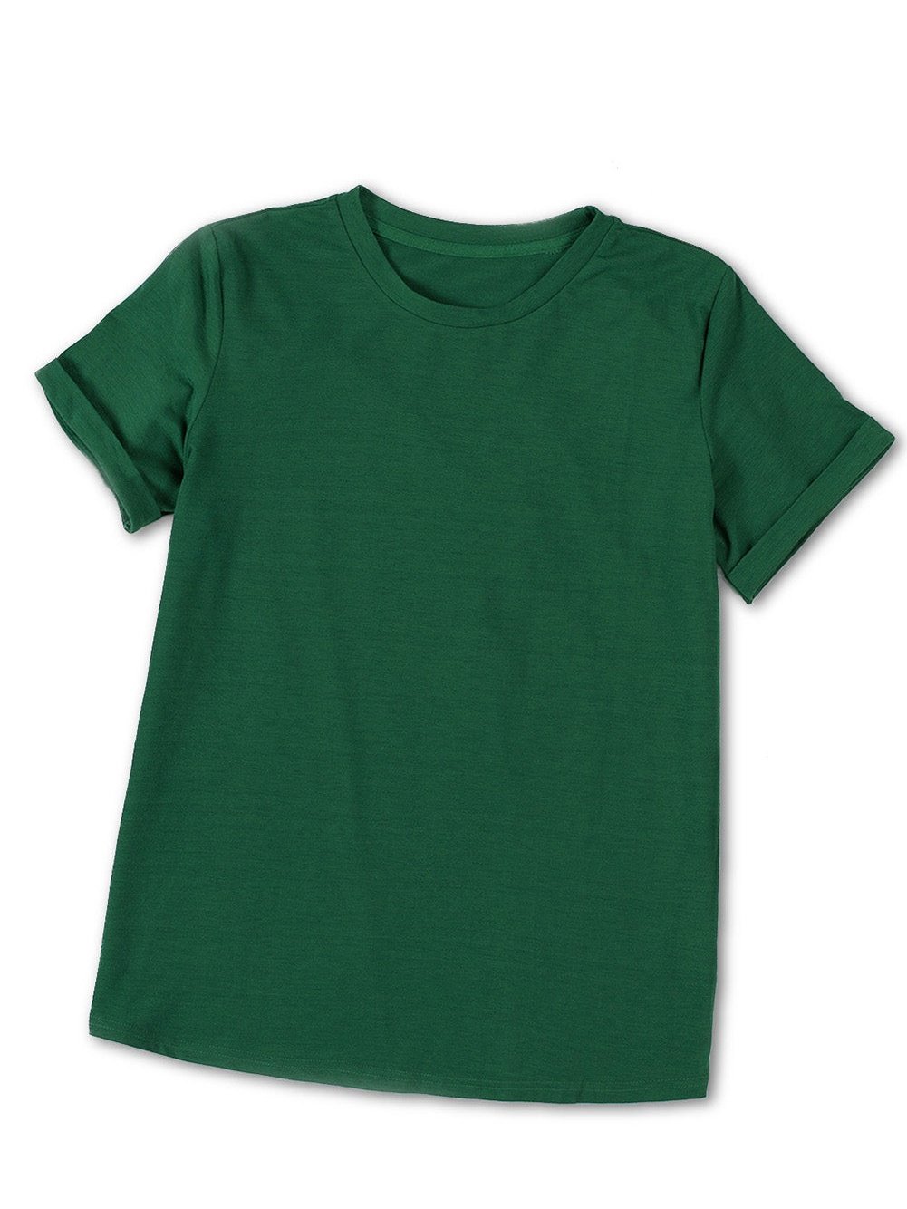 Green Casual Crew Neck T-Shirt for Women