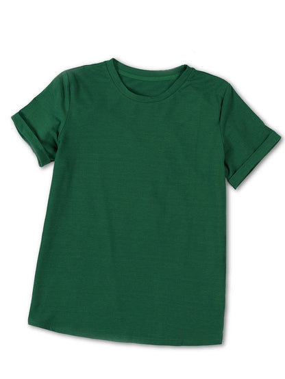 Green Casual Crew Neck T-Shirt for Women
