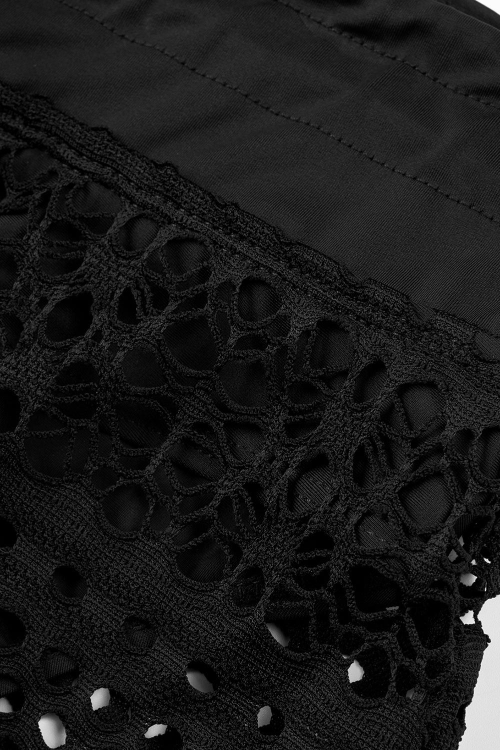 Black Lace Swim Shorts with Attached Briefs