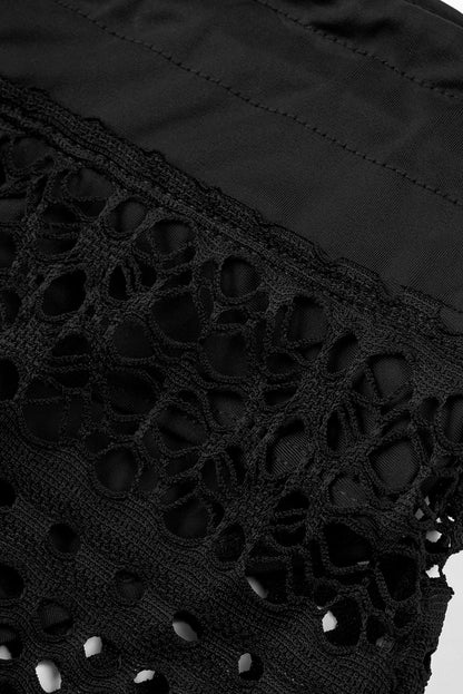 Black Lace Swim Shorts with Attached Briefs