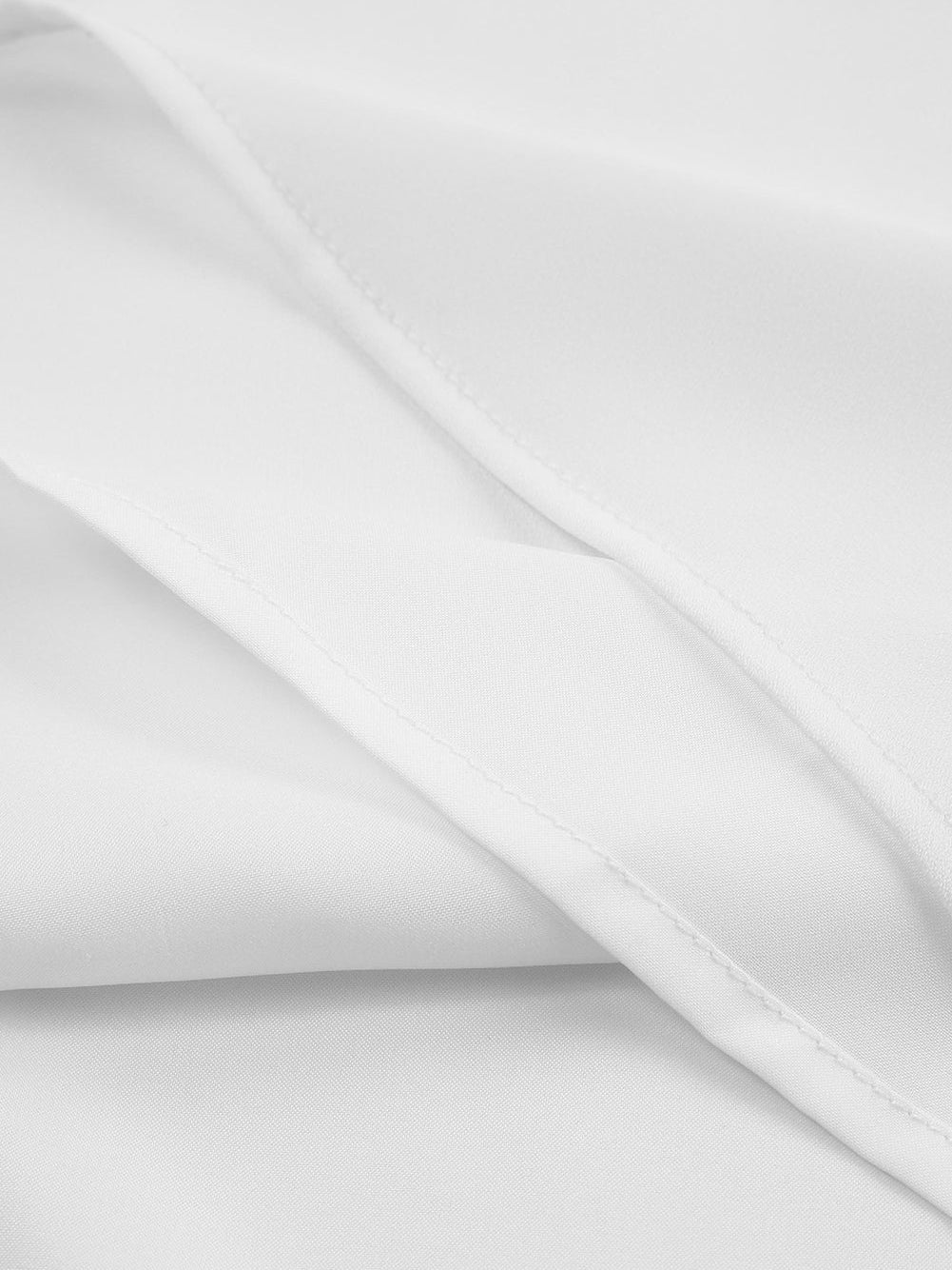 Frill Trim V Neck Tank Top in White Cotton Blend