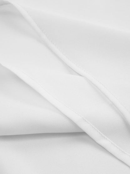 Frill Trim V Neck Tank Top in White Cotton Blend