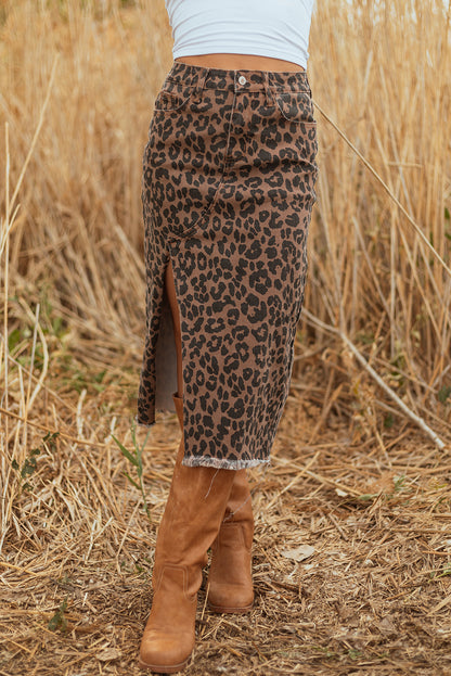 leopard midi skirt