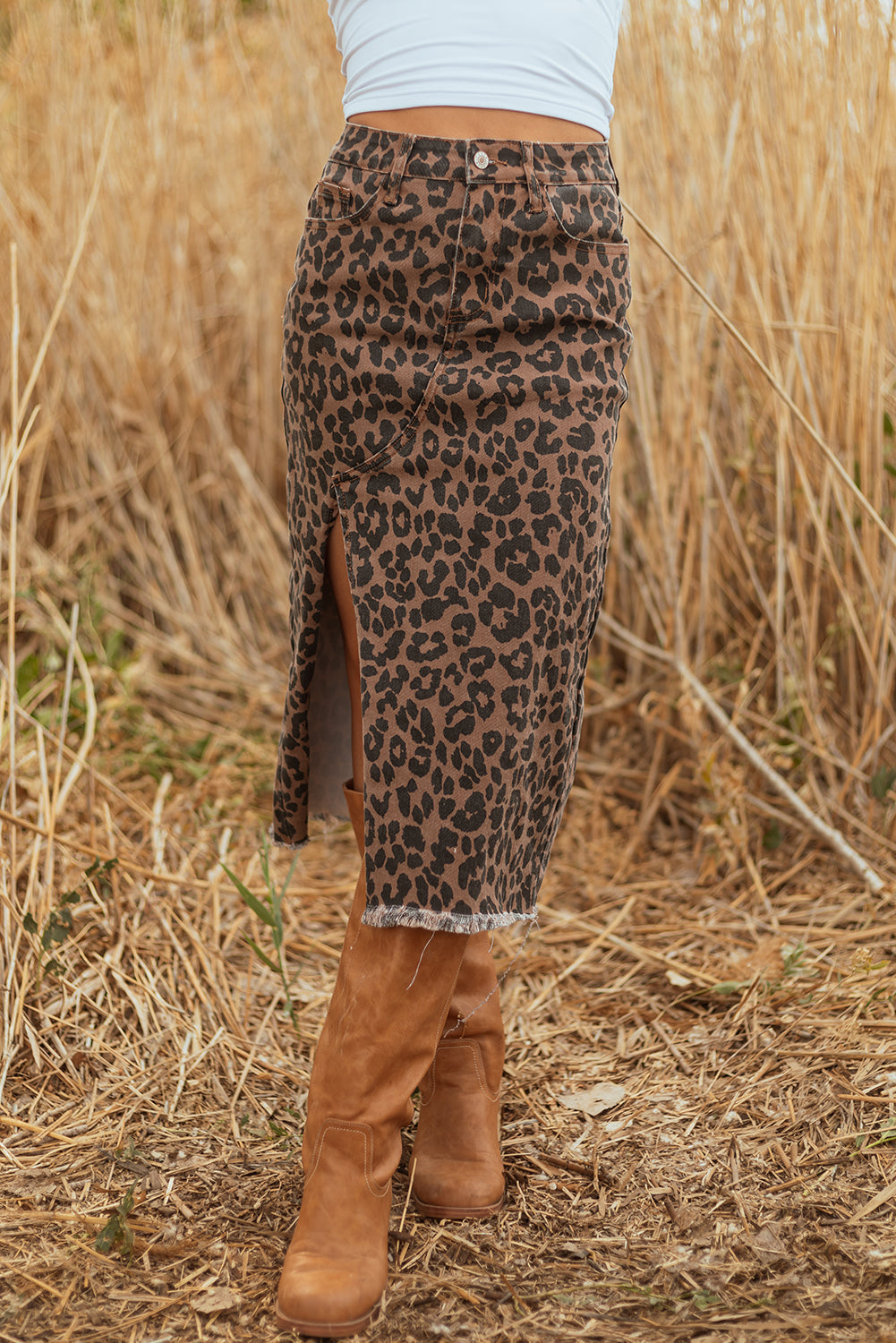 leopard midi skirt