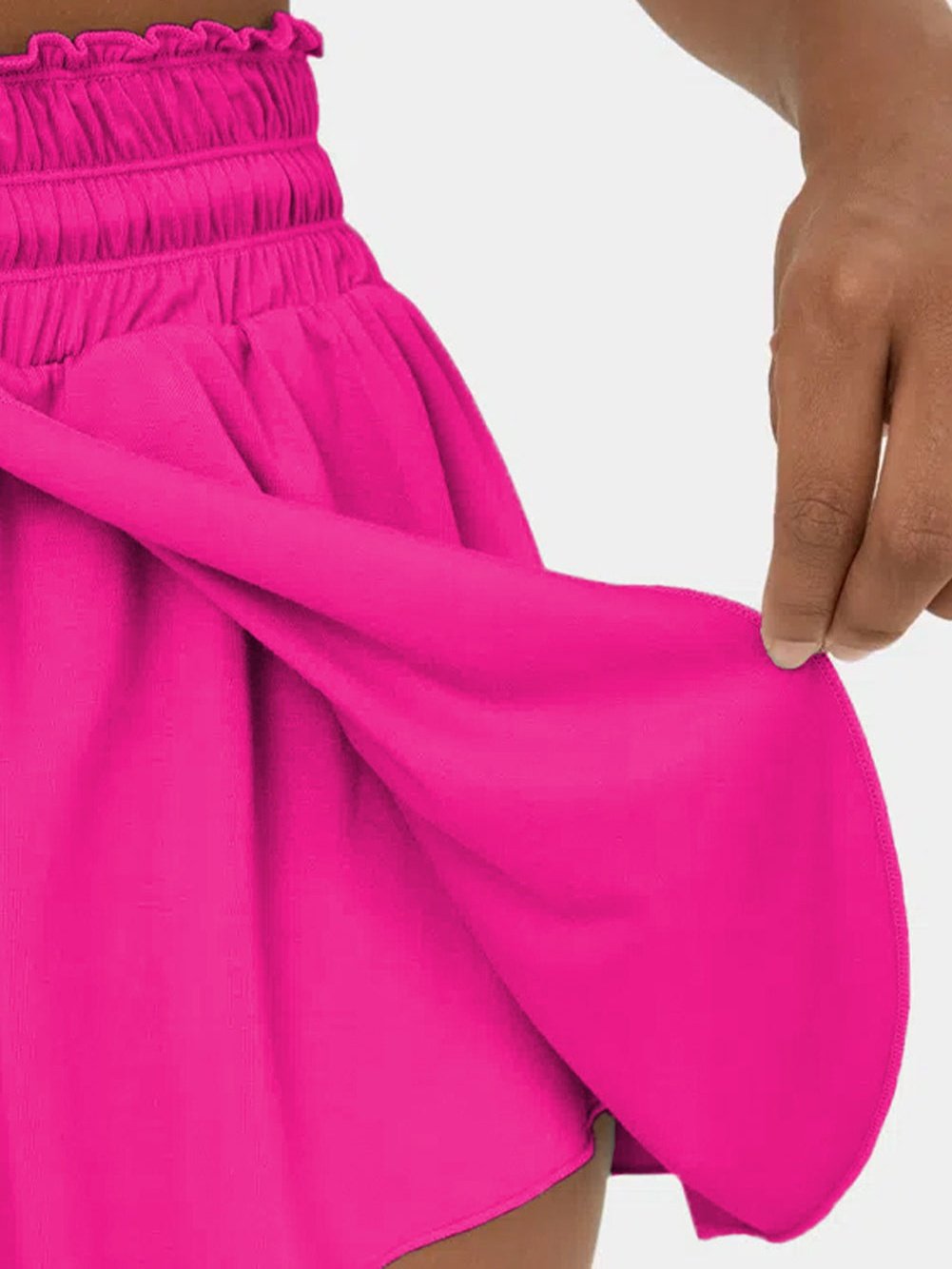 Frilled Rose Red High-Waisted Petal Swim Shorts