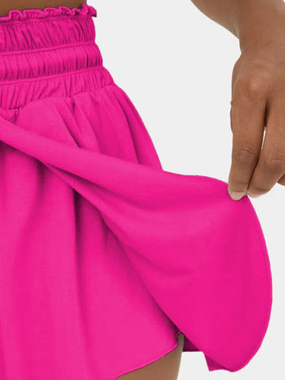 Frilled Rose Red High-Waisted Petal Swim Shorts