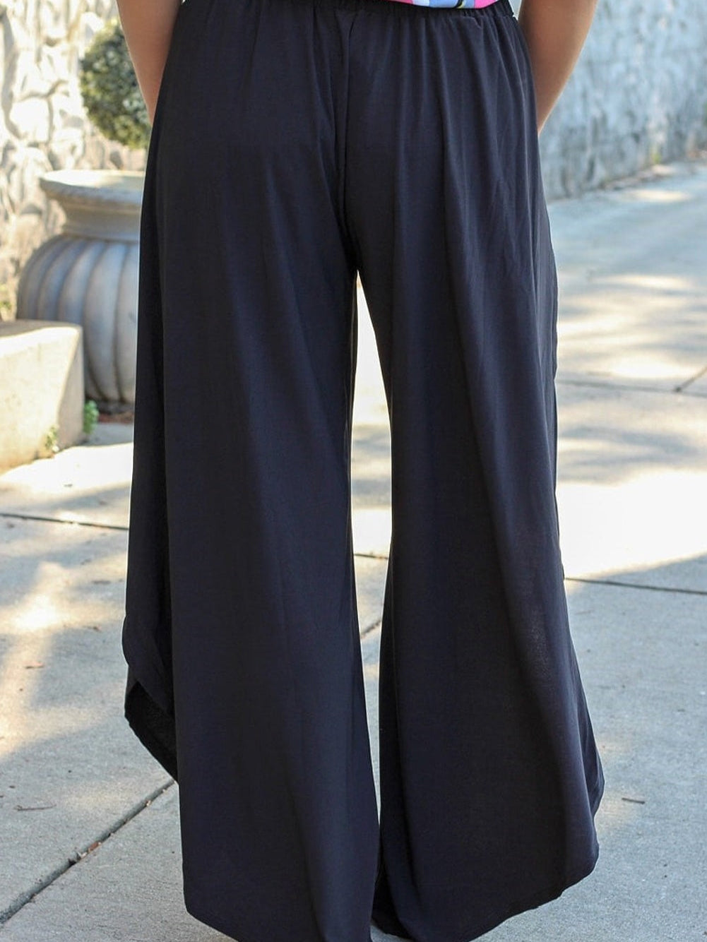 Black Plus Size Front Tie Tulip Wide Leg Pants