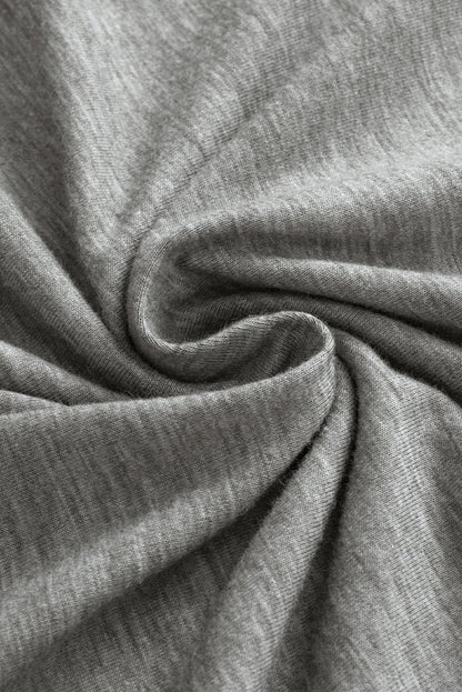 Chic Gray V Neck Batwing Sleeve Plus Size Top