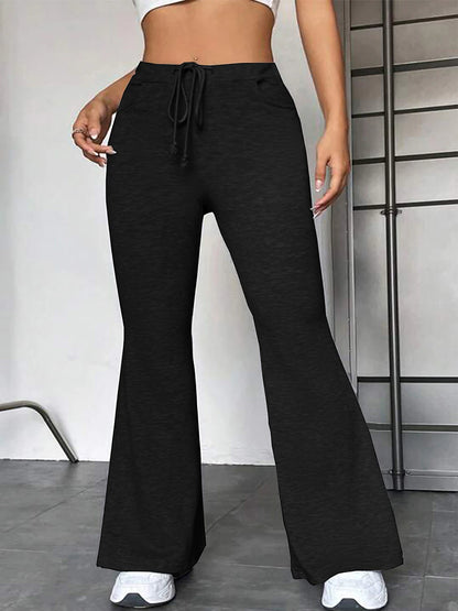 Women's Flare Polyester Plain Grey Black Active High Waist Full Length Outdoor Street Fall Winter