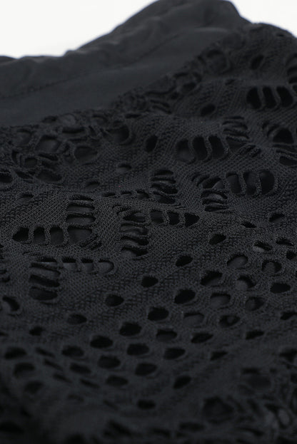 Black Lace Swim Shorts with Attached Briefs