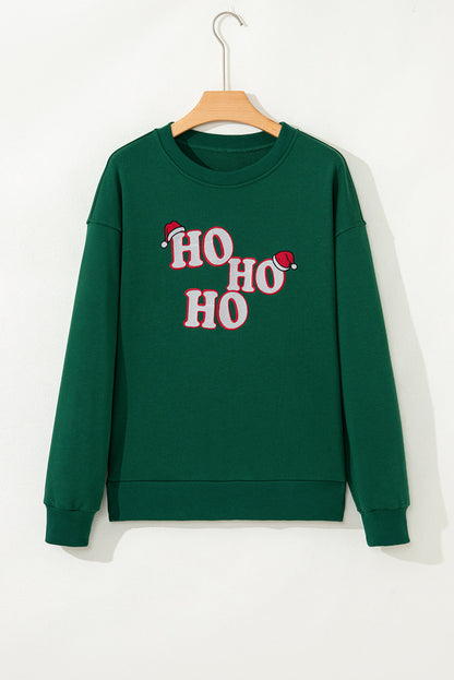 Evergreen Embroidered Letter Graphic Christmas Fashion Sweatshirt