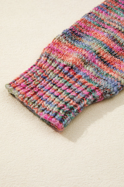 Purple Space Dye Yarn Crew Neck Sweater