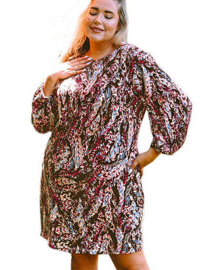 Flamboyant Crimson Curvy Floral Print Mini Dress