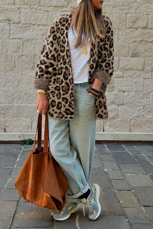 brown leopard cardigan