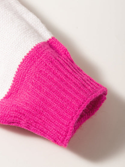 Fiery Red Mix Horizon Stripes Dolman Sleeve Pullover Sweater