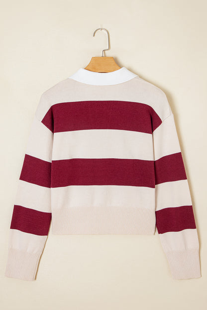 brown color block sweater
