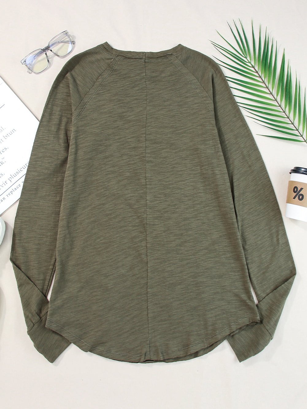 Green Classic Round Neck Long Sleeve Sweatshirt