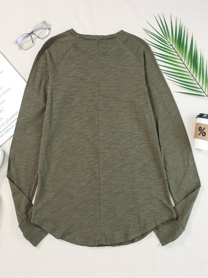 Green Classic Round Neck Long Sleeve Sweatshirt