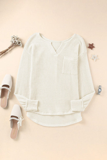 Deep V-Neck Long Sleeve Knitted Sweater