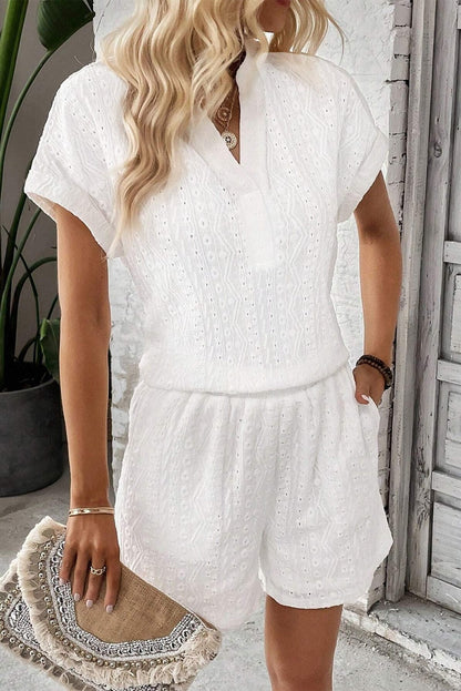 Delicate Eyelet White Shorts Ensemble