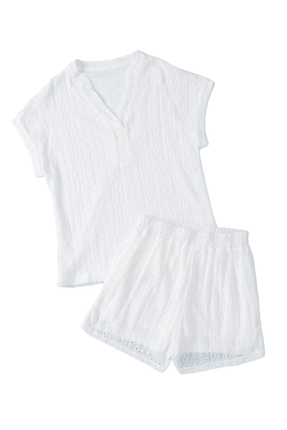 Delicate Eyelet White Shorts Ensemble