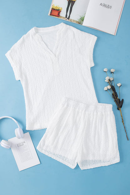 Delicate Eyelet White Shorts Ensemble