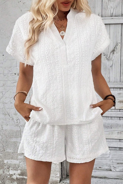 Delicate Eyelet White Shorts Ensemble