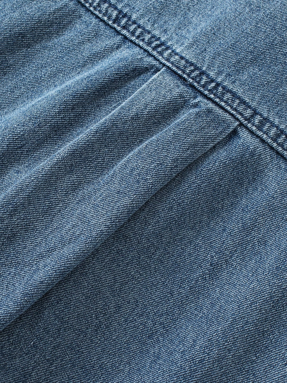 Denim Fluttery Ruffled Top with Button Front Detail