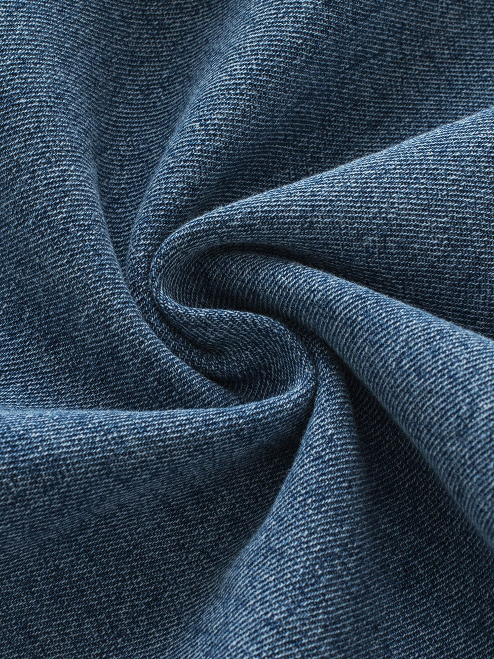 Denim Fluttery Ruffled Top with Button Front Detail