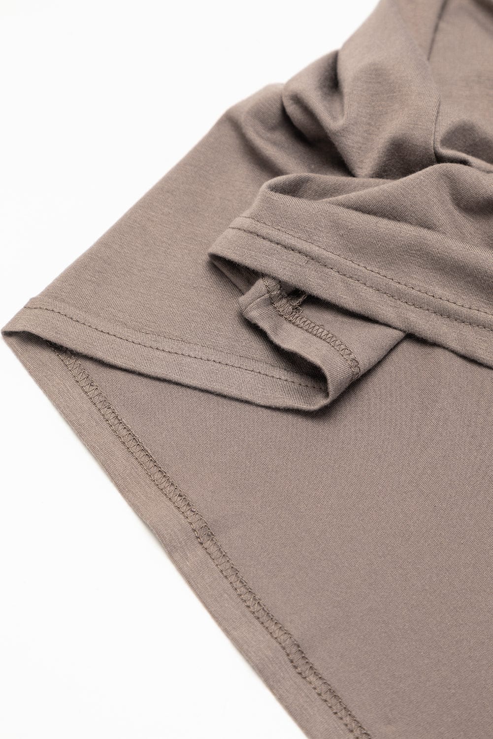 Desert Palm Pleated Notched Neck Puff Sleeve Shift Tee Dress