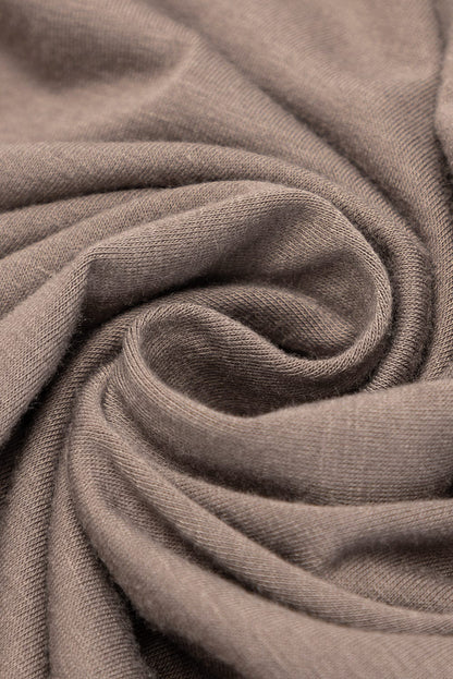 Desert Palm Pleated Notched Neck Puff Sleeve Shift Tee Dress