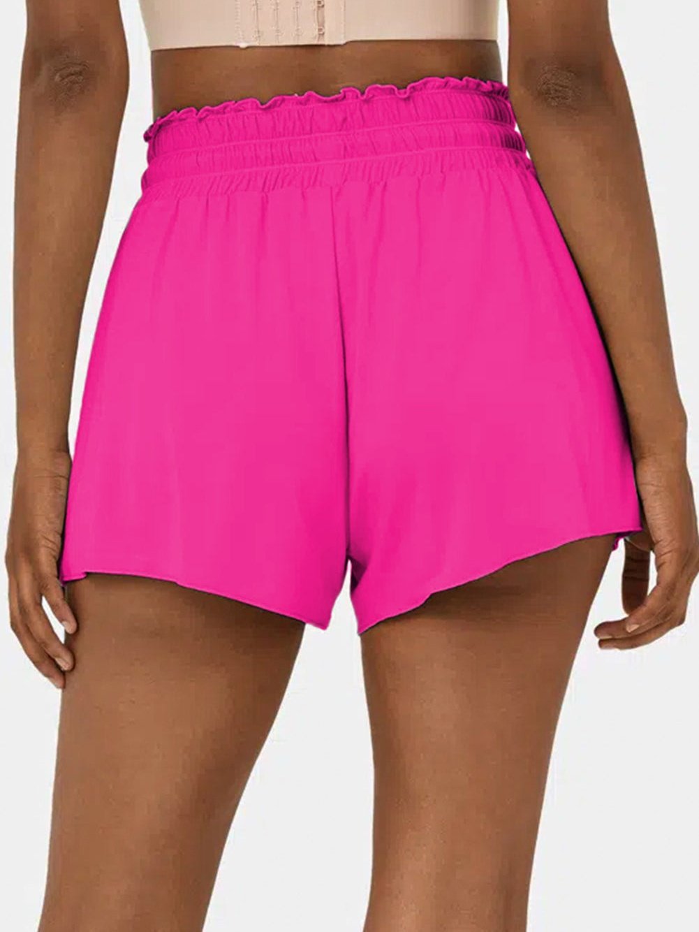 Frilled Rose Red High-Waisted Petal Swim Shorts