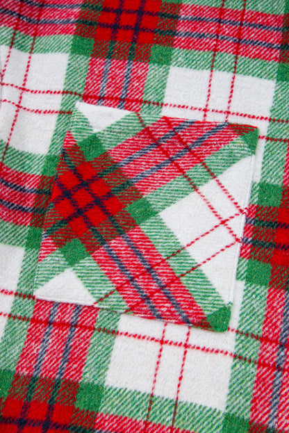 Red Christmas Plaid Casual Flannel Shacket