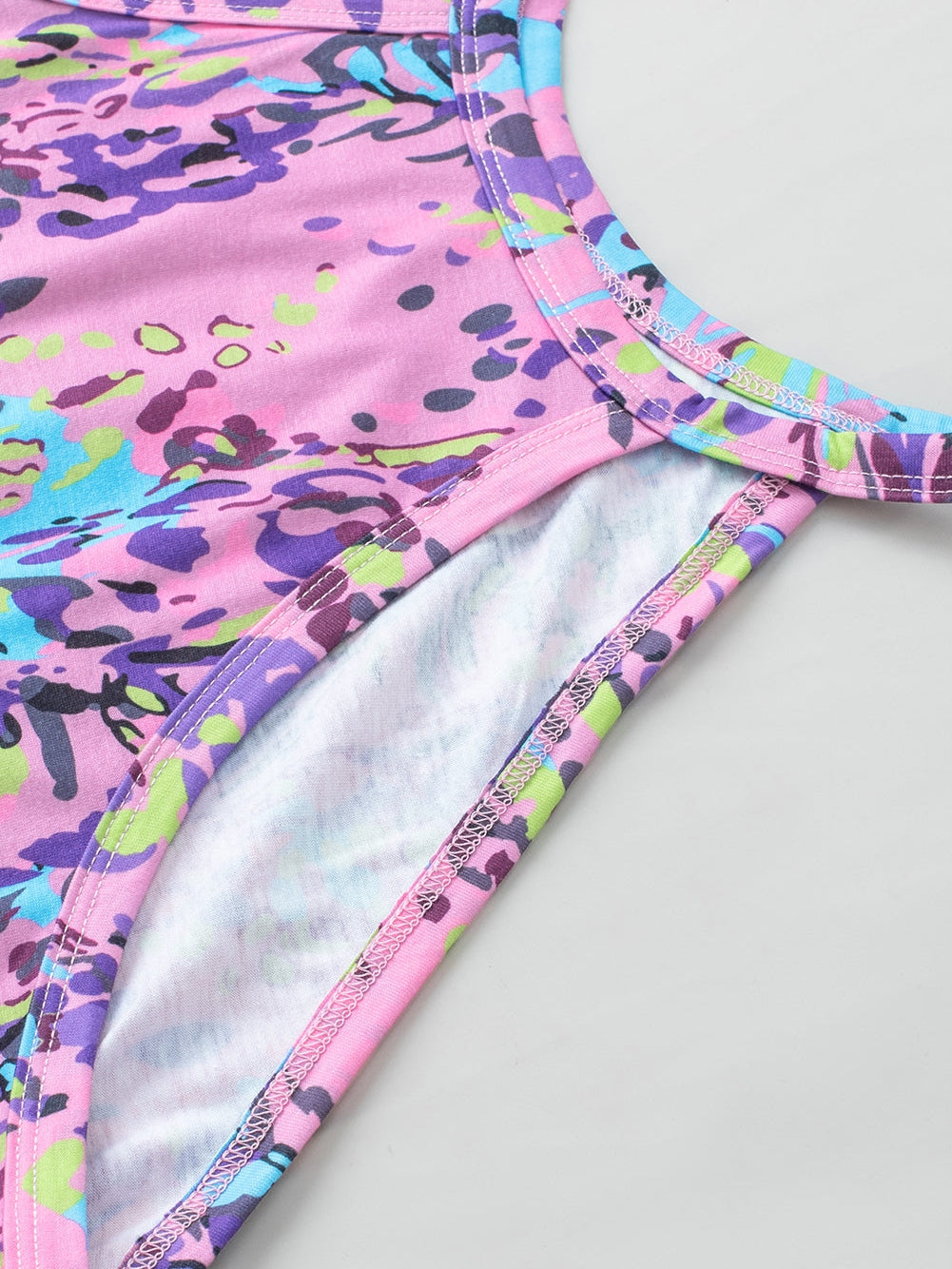 Multicolor Floral Print Round Neck Plus Size Tank Top