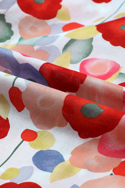 Ink Blossom Lapel Long Sleeve Blouse