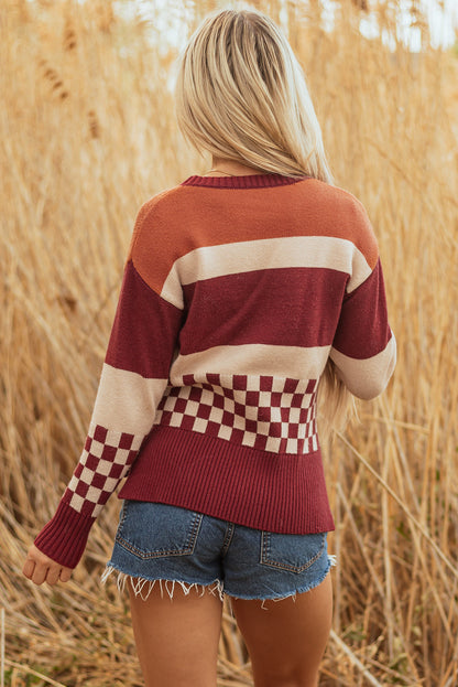 brown checkered sweater