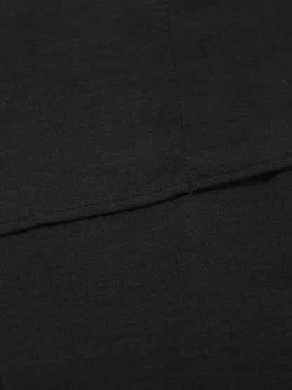 Elegant Black High Low Kimono Sleeve Top