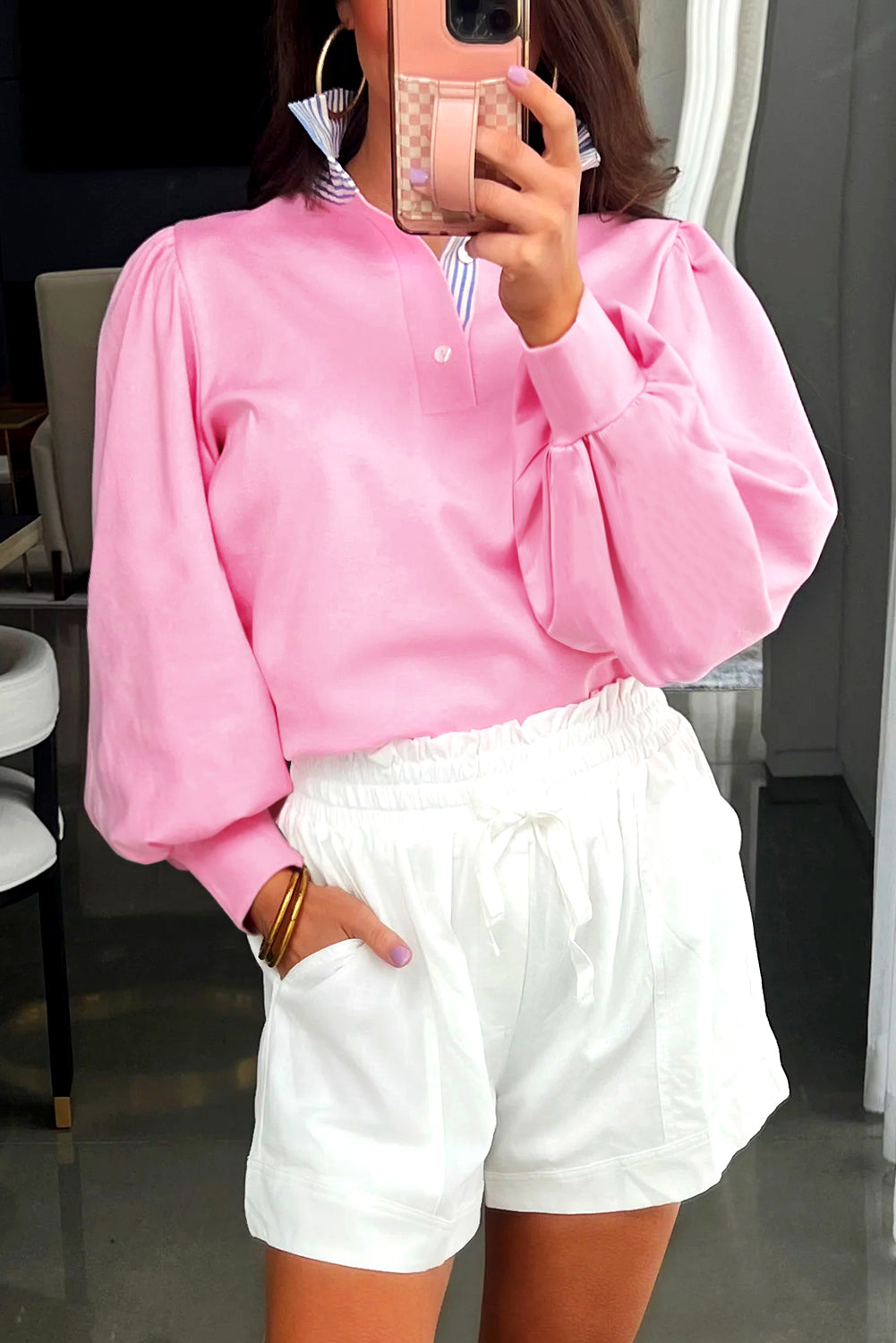 button collar sweatshirt