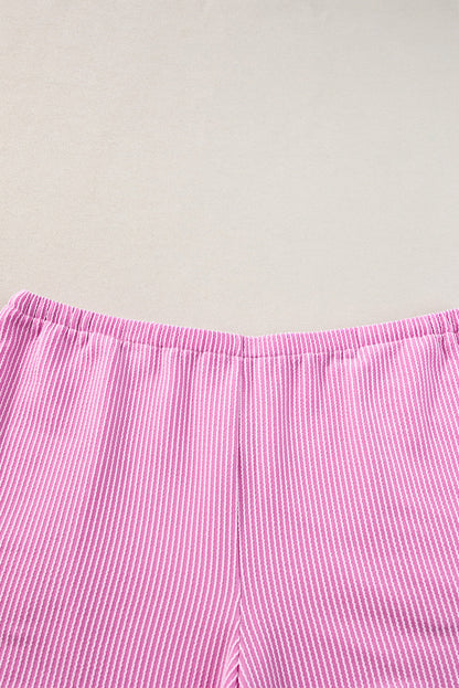 Ribbed Knit Pink Lounge Set for Plus Size Women