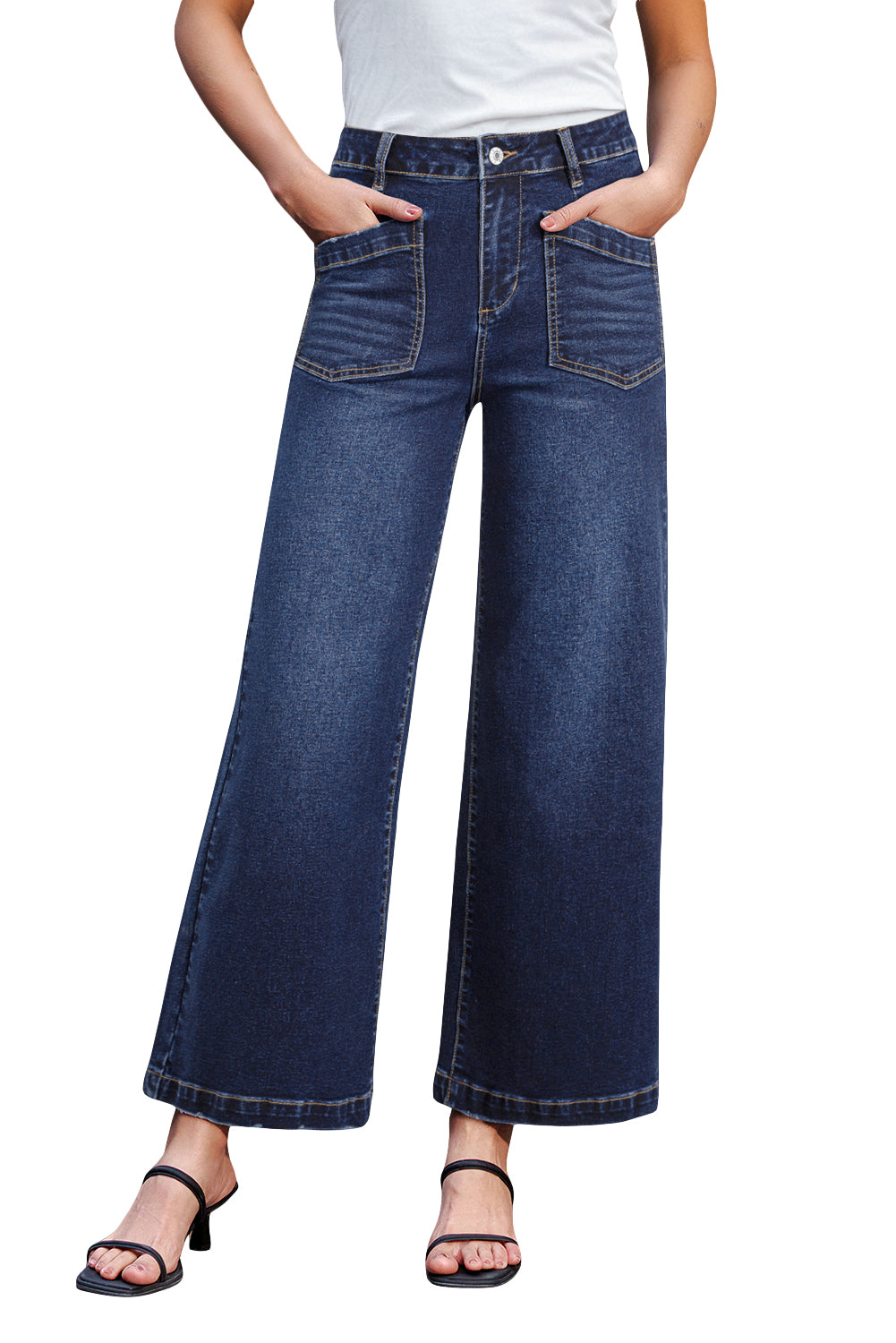 Sail Blue Mimimalist Patch Pocket Womens Shift Jeans