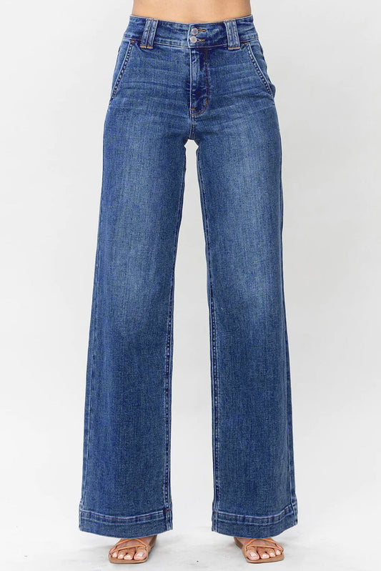 Ashleigh Blue Double Button Zip Fly Straight Leg Jeans