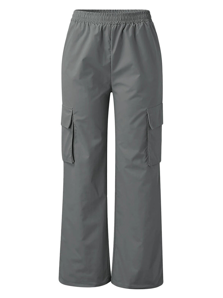 Women's Cargo Pants Polyester Plain ArmyGreen off white Streetwear High Waist Full Length Casual Sports Summer Spring