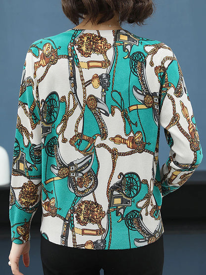 Women's Cardigan Sweater V Neck Ribbed Knit Polyester Button Print Fall Winter Outdoor Daily Holiday Stylish Casual Soft Long Sleeve Animal Floral Rose black Chain black Rose navy blue S M L