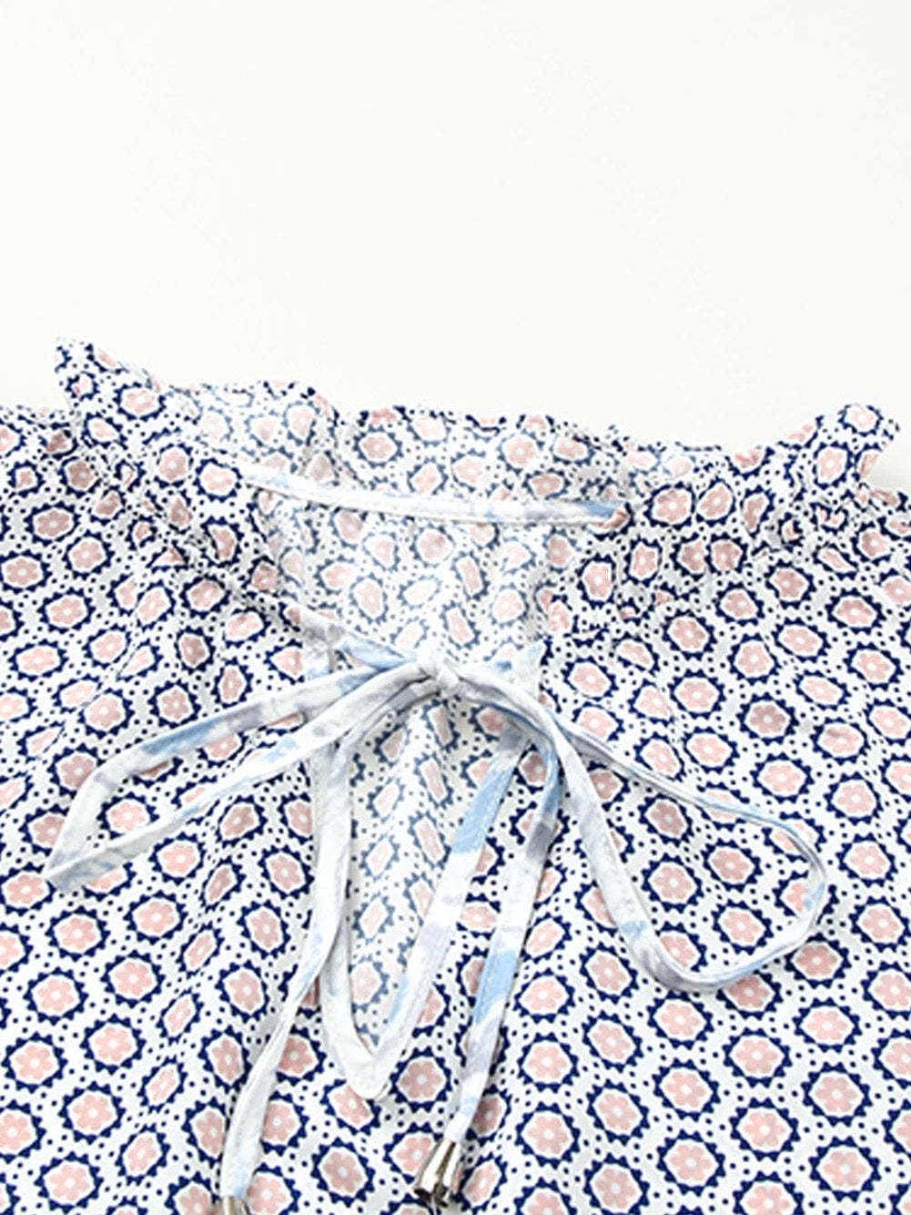 Diamond Blue Abstract Print V-Neck Sleeveless Maxi Dress