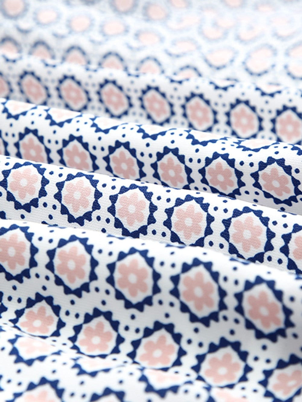 Diamond Blue Abstract Print V-Neck Sleeveless Maxi Dress