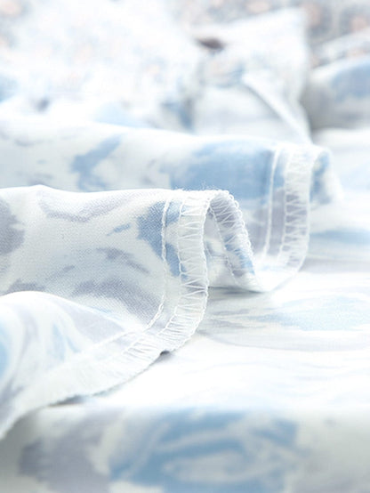 Diamond Blue Abstract Print V-Neck Sleeveless Maxi Dress