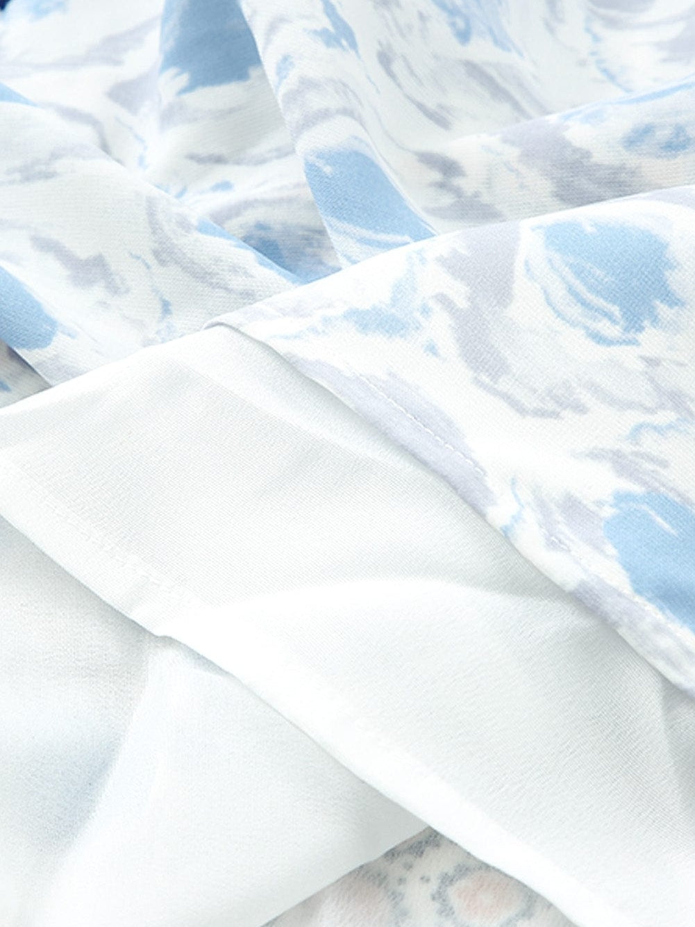 Diamond Blue Abstract Print V-Neck Sleeveless Maxi Dress