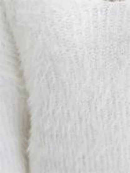 Women's Pullover Sweater Jumper Crew Neck Fuzzy Knit Cotton Blend Zipper Glitter Fall Winter Regular Date Valentine Casual Soft Long Sleeve Pure Color White Pink S M L